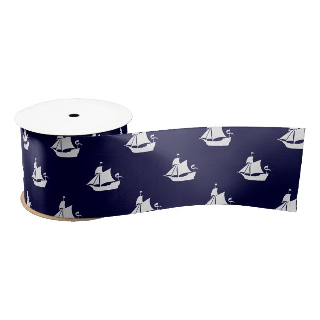 Tall Ships Nautical Satin Ribbon (Spool)