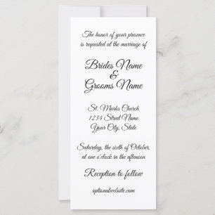 Tall Skinny Calligraphy Wedding Invitation