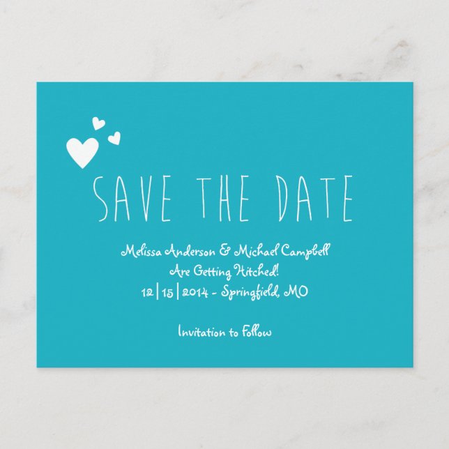 Tall Skinny Save The Date Announcement Postcard (Front)