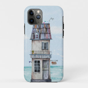 Tall skinny weathered grey beach hut watercolor Case-Mate iPhone case