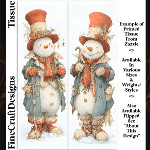 Tall Snowmen In Cottagecore Outfits DS6L Decoupage Tissue Paper