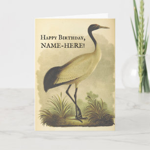 Tall Standing Bird, Vintage Look Birthday Card