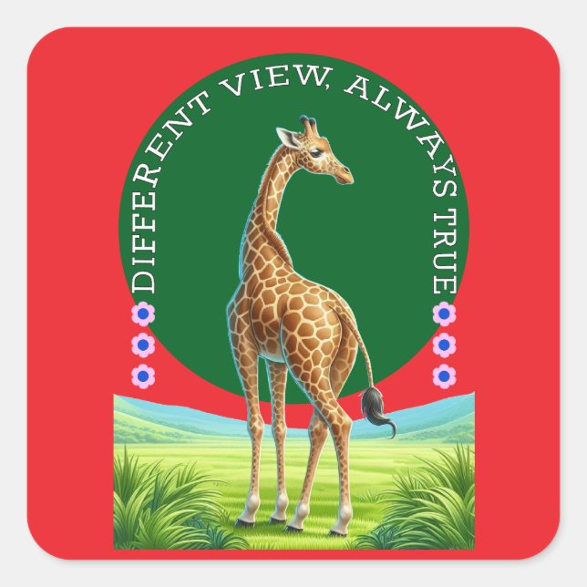 tall standing giraffe square sticker (Front)