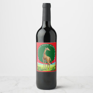 tall standing giraffe wine label