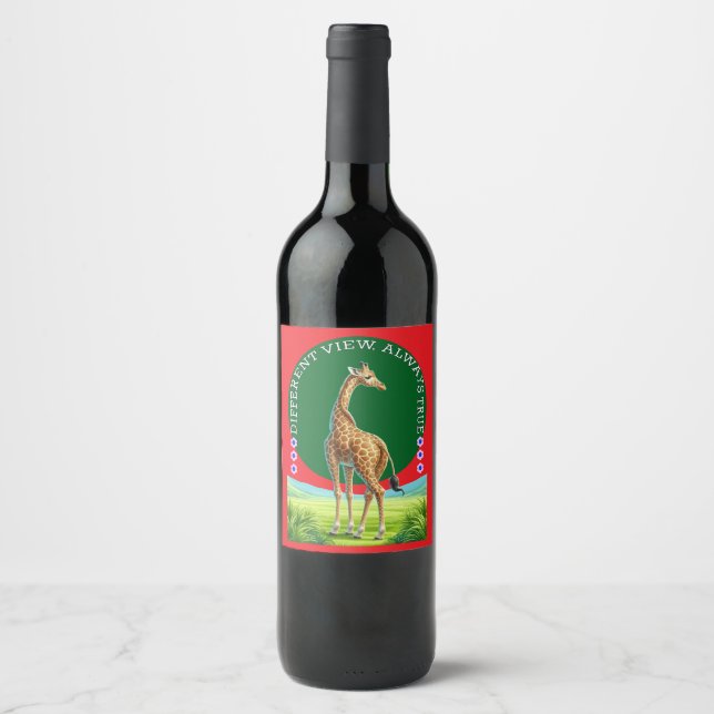 tall standing giraffe wine label (Front)