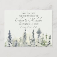 Tall Timber Watercolor Evergreen Trees Wedding