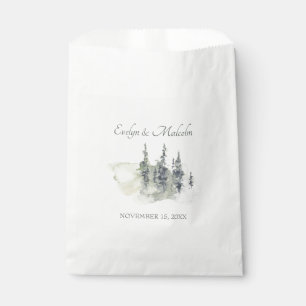 Tall Timber Watercolor Evergreen Trees Wedding Favour Bag