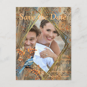 Tall trees, Autumn leaves & Bluebirds. Announcemen Announcement Postcard