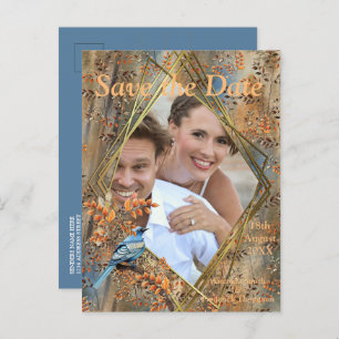 Tall trees, Autumn leaves & Bluebirds. Announcement Postcard