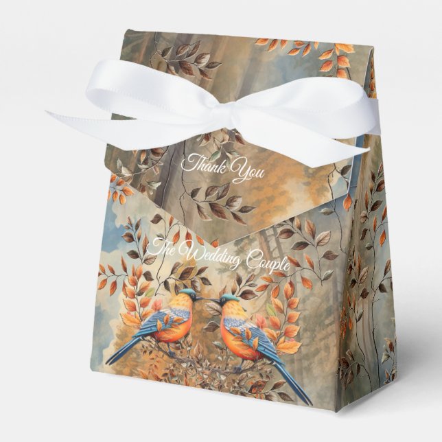 Tall trees, Autumn leaves & Bluebirds. Favor Box (Front Side)