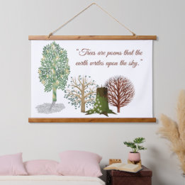 Tall Trees Earth Day Wood Art Forest Wall Decor  Hanging Tapestry