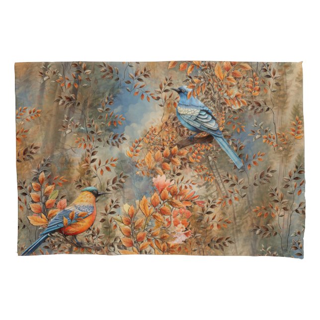 Tall trees, the Leaves of Autumn & Blue-Birds Pillowcase (Front)