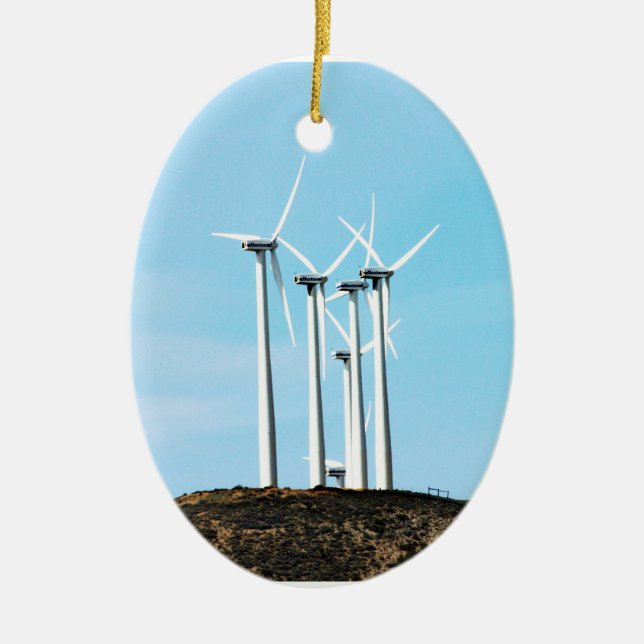 Tall Turbines Ceramic Ornament (Front)