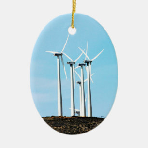 Tall Turbines Ceramic Ornament