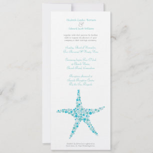 Tall Wedding Aqua Turquoise Starfish Invitation
