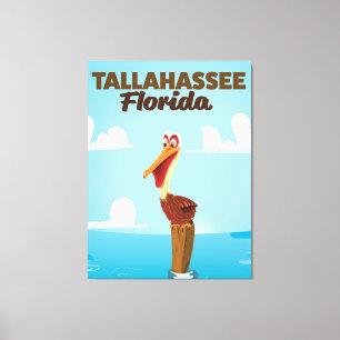 Tallahassee Florida cartoon travel poster Canvas Print