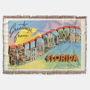 Tallahassee Florida FL Old Vintage Travel Souvenir Throw Blanket