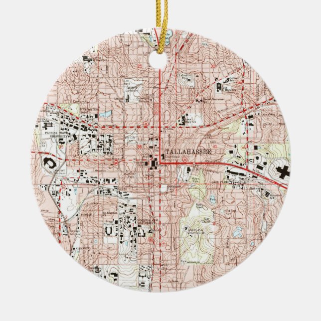 Tallahassee Florida Map (1999) Ceramic Ornament (Front)