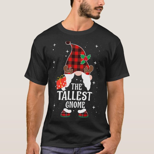 Tallest Gnome Buffalo Plaid Matching Family Christ T-Shirt (Front)