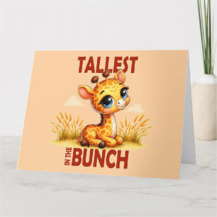 Tallest in the Bunch pun Cute Baby Giraffe cartoon Thank You Card