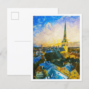 Tallin Estonia Beautiful Oil Paint Landscape Postcard