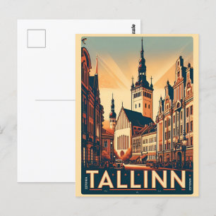 Tallinn city Estonia retro travel gifts Postcard