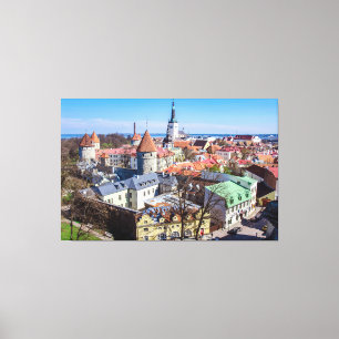 Tallinn downtown aerial view canvas print