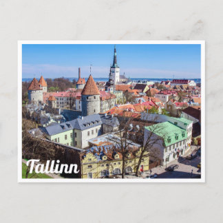Tallinn downtown aerial view postcard