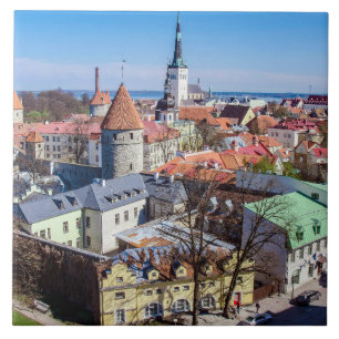 Tallinn downtown aerial view tile