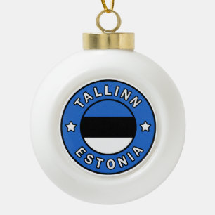 Tallinn Estonia Ceramic Ball Christmas Ornament