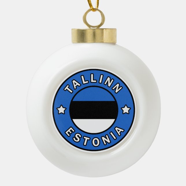 Tallinn Estonia Ceramic Ball Christmas Ornament (Front)