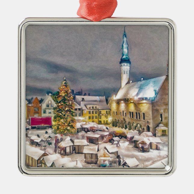 Tallinn Estonia Christmas Market Metal Ornament (Front)