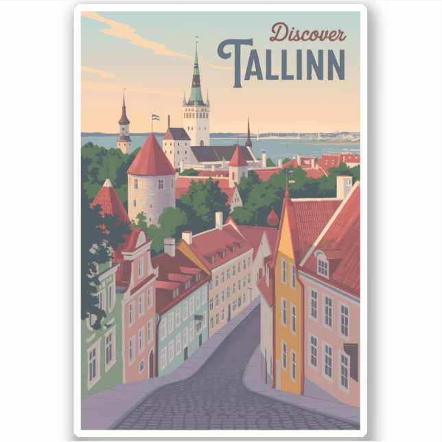 Tallinn Estonia Illustration Travel Art Vintage (Front)