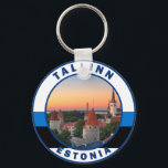 Tallinn Estonia Retro Travel Art Circle Vintage Keychain<br><div class="desc">Tallinn Estonia vector design.</div>