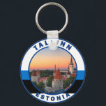 Tallinn Estonia Retro Travel Art Circle Vintage Keychain<br><div class="desc">Tallinn Estonia vector design.</div>