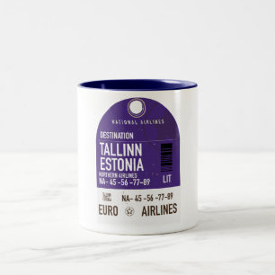 Tallinn Estonia travel ticket Two-Tone Coffee Mug