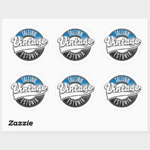 Tallinn Estonia vintage logo Classic Round Sticker