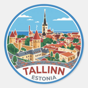 Tallinn Old Town Estonia Classic Round Sticker