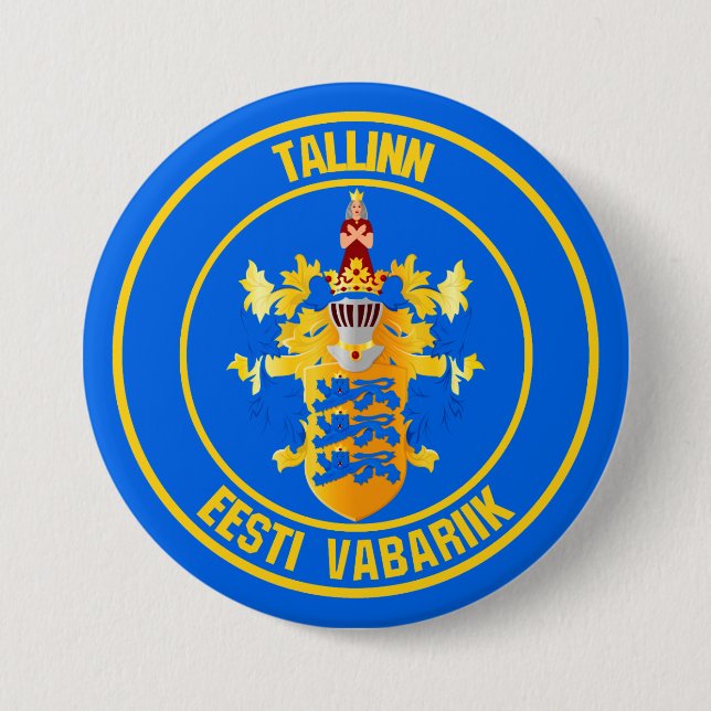 Tallinn Round Emblem 3 Inch Round Button (Front)