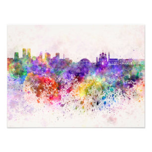 Tallinn skyline in watercolor background photo print