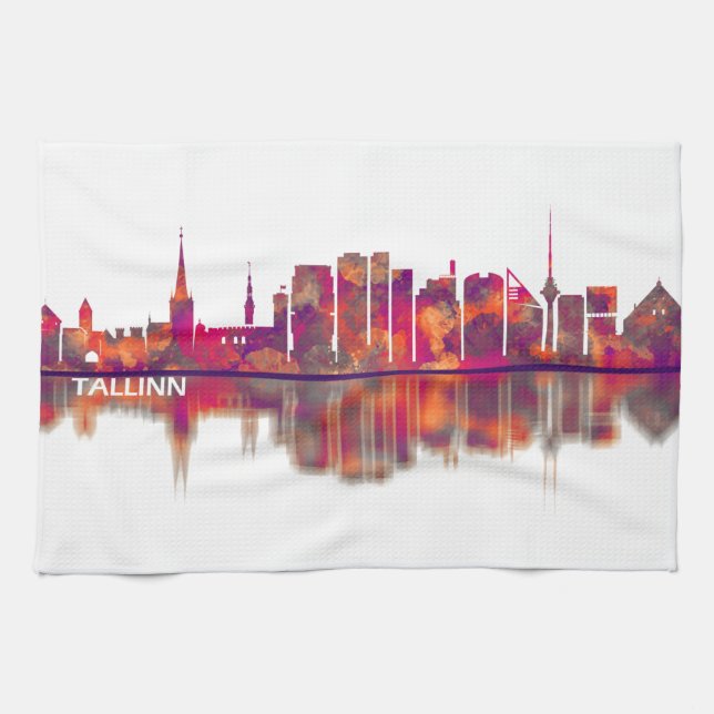 Tallinn Skyline Kitchen Towel (Horizontal)