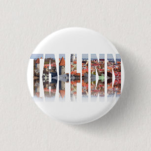 Tallinn text composed of old town 1 inch round button