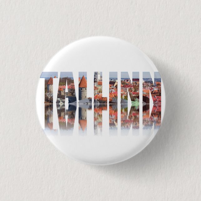 Tallinn text composed of old town 1 inch round button (Front)