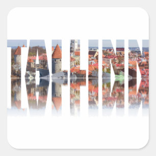 Tallinn text composed of old town square sticker