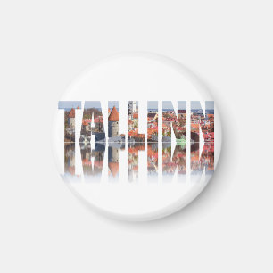 Tallinn text composed of old town view magnet