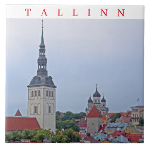 Tallinn tower and cathedral view ceramic tile