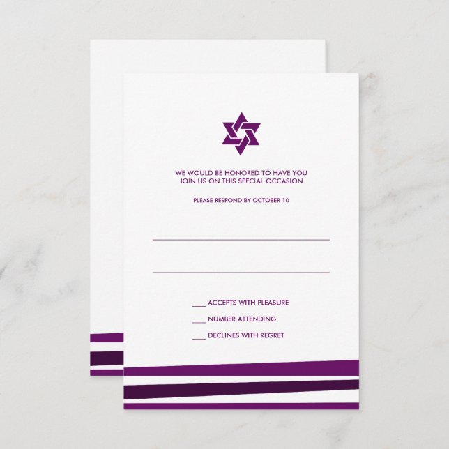 Tallit Bar Mitzvah RSVP (Devant / Derrière)