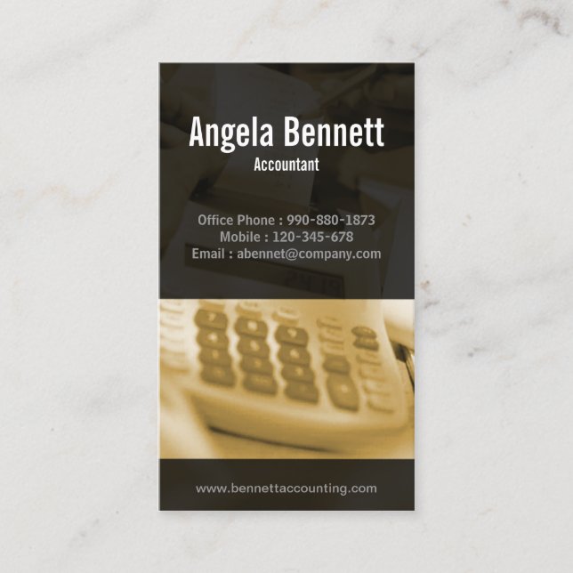 Tally Machine Accounting Ochre Business Card (Front)