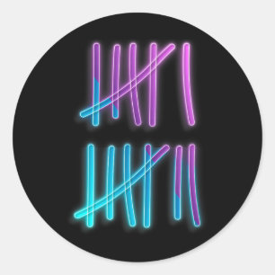 Tally Marks 67 Meme Colorful Counting 6 7 Brainrot Classic Round Sticker