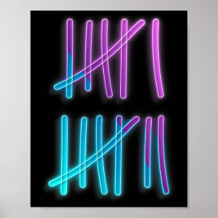 Tally Marks 67 Meme Colorful Counting 6 7 Brainrot Poster